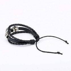 Giwotu Black Occult The Inverted Star Sign Pentagram Satanic Pentagram Star Symbols Glass Beaded Telescopic Bracelets Men Women Jewelry