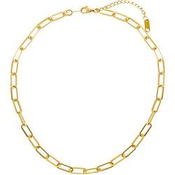 Gold Paperclip Chain Necklace for Women - 24K Gold Layering Paper Clip Necklace Jewelry | 18'' + 2'' Extender with Nano Stearin Protective Coating