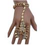 TFJ Women Fashion Jewelry Hand Chain Metal Long Scorpion Wrist Bracelet Slave Ring Gold