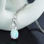 Vintage Opal Pendant Necklace, AILUOR Silver Plated Created Gemstone Oval White Opal Fashion Jewelry for Women Mother Girls - Endless Love