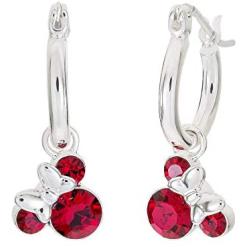Disney Minnie Mouse Birthstone Jewelry for Women and Girls, Minnie Mouse Crystal Hoop Earrings