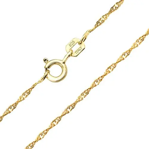 Bling Jewelry Thin 1.5MM Singapore Twist Rope Chain Necklace for Women Rose Gold Plated 925 Sterling Silver Made Italy 14 16 18 20 24 Inch Bling Jewelry Thin 1.5MM Singapore Twist Rope Chain Necklace for Women Rose Gold Plated 925 Sterling Silver Made Italy 14 16 18 20 24 Inch