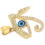 Warvik Green Opal Horus Eye Egypt CZ Stone Pendant Necklace Silver Color, Stainless Steel Jewelry Men Women Wheat Chain 20/28 Inch