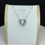 Newshe Pendant Necklace for Women Gold Heart Blue Crystal 925 Sterling Silver Cubic Zirconia Chain