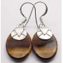 SilverStarJewel Natural Tigers Eye Earrings 1.4'' 4.5 Grams 0.925 Solid Silver New Stone
