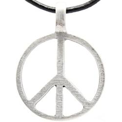 Trilogy Jewelry Pewter Classic Peace Sign Love Hippie Pendant on Leather Necklace