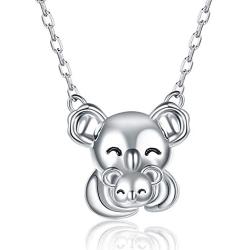 925-Sterling-Silver koala-bear Mother necklace - Cute Animal Pendant for Women Wife Mothers Day Christmas Birthday Girls Jewelry Gift.