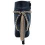 TFJ Women Jewelry Boot Bracelet Gold Metal Chain Shoe Bling Long Back Tassel Fringe Charm Wrap Around Strap