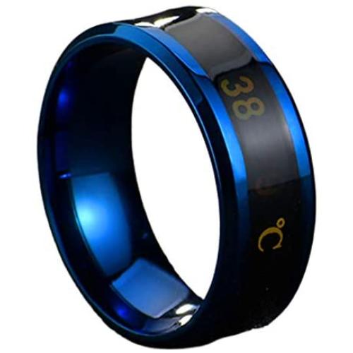 Aite Babe 8mm Mens Rings Stainless Steel Temperature Monitor Ring, Jewelry Colorful Digital Ring, Couple Rings Wedding Band for Men and Women Sizer 6-11