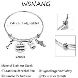 WSNANG Workout Gift Fitness Bracelet with Dumbbell Kettlebell Charm Fitness Jewelry Fitness Lover Gift Running Gift