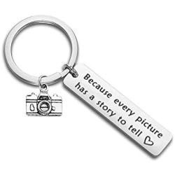Photographer Keychain Photographer Bracelet Because Every Picture Has A Story to Tell Photography Gift Photography Camera Charm Camera Keychain