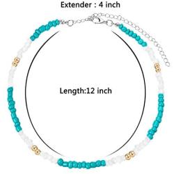 Hicarer Seed Bead Choker Necklace Tiny Beaded Choker Boho Colorful Choker Necklace Chain Jewelry for Women and Girls, Adjustable 12-16 Inches (Color Set 1, 8 Pieces)