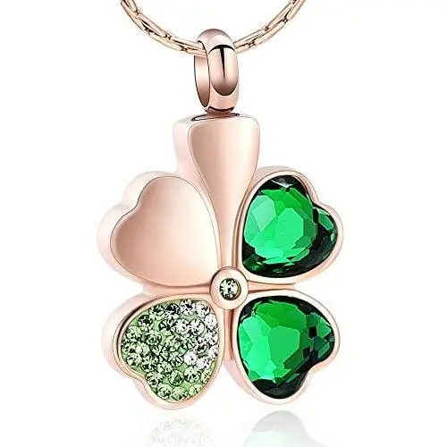 constantlife Cremation Jewelry Memorial Urn Necklace for Ashes Lucky Four-Leaf Clover Design Stainless Steel Pendant Keepsake constantlife Cremation Jewelry Memorial Urn Necklace for Ashes Lucky Four-Leaf Clover Design Stainless Steel Pendant Keepsake