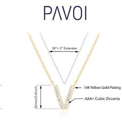 PAVOI 14K Yellow Gold Plated Cubic Zirconia Initial Necklace | Letter Necklaces for Women