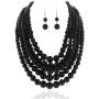 SP Sophia Collection Womens Glossy Pearl Polished Crossover Necklace & Earrings Set