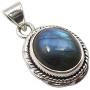 SilverStarJewel 925 Solid Sterling Silver Labradorite tcw 5.0 Pendant 0.9'' Cheapest Shipping