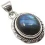SilverStarJewel 925 Solid Sterling Silver Labradorite tcw 5.0 Pendant 0.9'' Cheapest Shipping