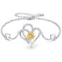 Sunflower Bracelet Jewelry Gifts Sterling Silver Sunflower Link Bracelet for Women Best Friends Christmas Birthday Summer Sunshine Bracelet Gifts