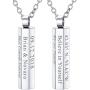 U7 Men Women 6 Sided Bar Necklace Personalized Mantra Jewelry Stainless Steel Cube Bar Pendant with Chain 22 Inch,Name Plate, Initials Engrave Necklaces for Mother/Daughter/Lover