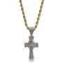 Moca Jewelry Hip Hop Iced Out Bling Lion with Crown Cross Pendant 18K Gold Plated Chain Necklace for Men Women