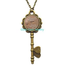 Footprints Poem Key Pendant Footprints in The Sand Christian Jewelry Jesus Quote Gift for Christian Inspirational Recovery Jewelry Brown White.XY13