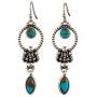 Bamos Turquoise Earrings, 925 Silver Needle Dangle Earrings Simulated Turquoise Jewelry for Women Girls, Blue Earrings for Daily Wear, 2.1'' Long