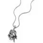 COOLSTEELANDBEYOND Mens Steel Viking Pirate Skull Pendant Necklace with Red Cubic Zirconia and 30 inches Wheat Chain