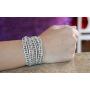KELITCH Fashion Gray Crystal Beaded 5 Wrap Bracelet On Leather Strand Bracelets Jewelry