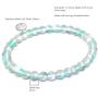 LIFE TOKEN Shimmer Beads 8mm Glowing Glass Mermaid Moonstone Stretch Bracelet for Women Light Mystic Aqua Blue Rainbow