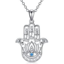 Hamsa Hand Pendant Necklace Sterling Silver Hamsa Hand Fatima Evil Eye Necklace Yoga Buddha Menhdi Ganesh Hand Good Luck Jewelry