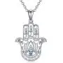 Hamsa Hand Pendant Necklace Sterling Silver Hamsa Hand Fatima Evil Eye Necklace Yoga Buddha Menhdi Ganesh Hand Good Luck Jewelry