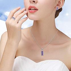 Uloveido Platinum Plated Oval Cut Cubic Zirconia 7 Stones Necklace Earrings and Ring Half Moon Party Jewelry Set T502