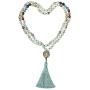 Nupuyai 108 Mala Prayer Beads Necklace for Women Men, 7 Chakra Crystal Stone Long Wrap Necklace with Tassel OM Charm Yoga Meditation Reiki Quartz Jewelry