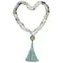Nupuyai 108 Mala Prayer Beads Necklace for Women Men, 7 Chakra Crystal Stone Long Wrap Necklace with Tassel OM Charm Yoga Meditation Reiki Quartz Jewelry