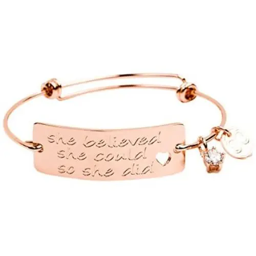 Baubelle Expandable Inspirational Stackable Charm Bracelet “She Believed She Could So She Did'' Baubelle Expandable Inspirational Stackable Charm Bracelet “She Believed She Could So She Did''