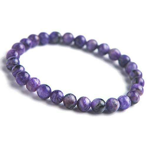 7mm Genuine Purple Natural Charoite Bracelet Crystal Round Bead Stretch Bracelet Woman Lady
