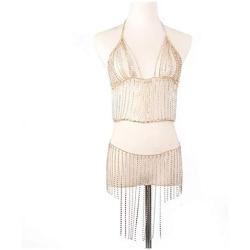 MineSign Sexy Jewelry Set Womens Rhinestone Body Chain Bra Belly Dress Chains for African Swimsuits
