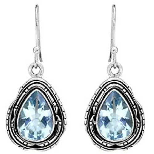 YoTreasure 1.35'' Blue Topaz Solid Sterling Silver Dangle Earrings YoTreasure 1.35'' Blue Topaz Solid Sterling Silver Dangle Earrings