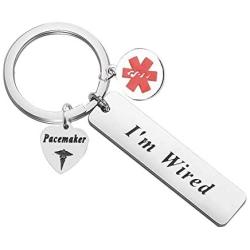 BEKECH Pacemaker Keychain Medical Alert Emergency Medical Technician Gift Heart Patient Medical Jewelry Keyring Gift