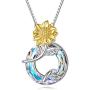 AOBOCO Sunflower Pendant Necklace for Women Sterling Silver, You Are My Sunshine Birthday Jewelry Gift for Daughter Girlfriend