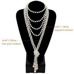 Zivyes Vintage Pearl Necklace Faux Pearl Necklace Flapper Beads Cluster Long Necklace for Gatsby 1920s Accessories for Women