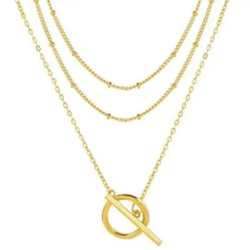 YEEZII Layered Necklace for Women Girls, 18k Gold Plated Dainty Layered Choker Necklace Handmade Coin Paperclip Pendant Adjustable Layering Chain for Women Girls Jewelry Gift (C) YEEZII Layered Necklace for Women Girls, 18k Gold Plated Dainty Layered Choker Necklace Handmade Coin Paperclip Pendant Adjustable Layering Chain for Women Girls Jewelry Gift (C)