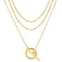YEEZII Layered Necklace for Women Girls, 18k Gold Plated Dainty Layered Choker Necklace Handmade Coin Paperclip Pendant Adjustable Layering Chain for Women Girls Jewelry Gift (C)