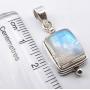 SilverStarJewel 925 Solid Silver Genuine Rainbow Moonstone Pendant 1.1'' Stone Jewelry