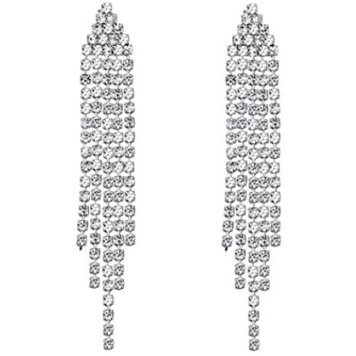SELOVO Long Chandelier Tassel Dangle Earrings Party Jewelry Clear Austrian Crystal