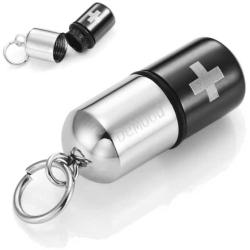 URBAN JEWELRY Mens Stainless Steel Pill Cross Necklace Pendant - Black & Silver, 21'' Inches Chain