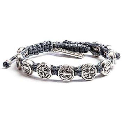 My Saint My Hero Handwoven Blessing Bracelet with Benedictine Metal Charms