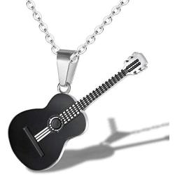 Guitar Pick Necklace QEPOL with Men Women Adjustable Chain Hip Hop Music Style Titanium Steel Guitar Tag Pendant Jewelry Personalized Gift