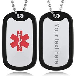 Custom4U Diabetic Medical Alert Necklace for Men Personalized Emergency ID Pendant Eliquis/Blood Thinner/Epilepsy Alert Disease Awareness Jewelry