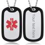 Custom4U Diabetic Medical Alert Necklace for Men Personalized Emergency ID Pendant Eliquis/Blood Thinner/Epilepsy Alert Disease Awareness Jewelry